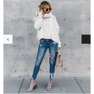 Vici Editor’s Pick Cable Knit Turtleneck Sweater